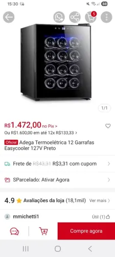 Frigobar com DEFEITO 