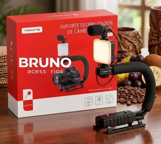Suporte estabilizador em U com Led e microfone