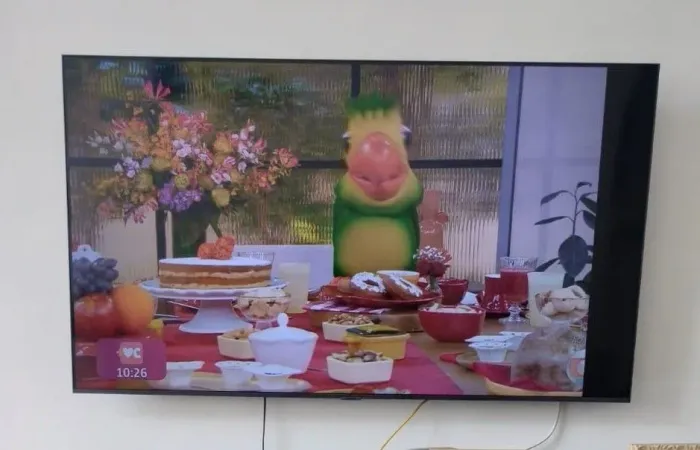 Smart tv samsung 55 polegadas com faixa preta na lateral da tela