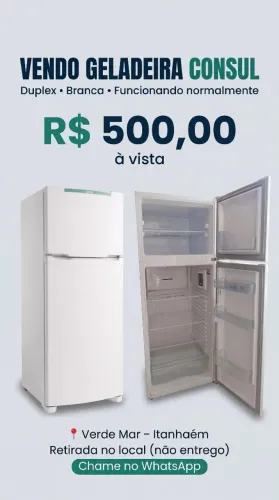 Geladeira Consul duplex branca.
