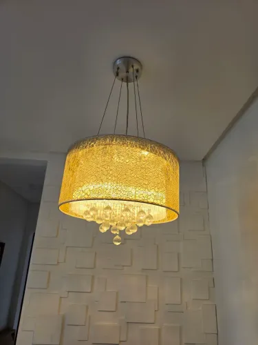 LUSTRE PENDENTE DOURADO COM CRISTAIS