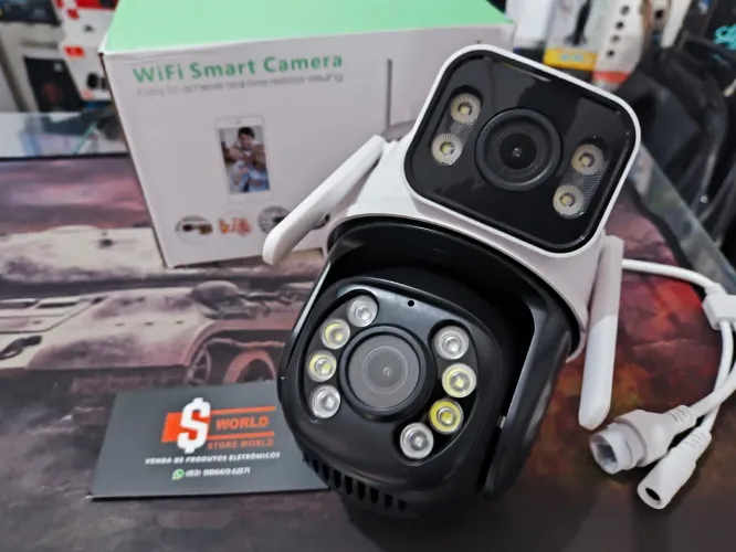 Câmera de segurança Dupla Externa App Icsee áudio, gravação... Loja Store World 