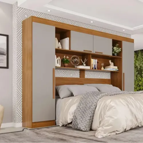 Guarda Roupa Modulado Apolo Cinamomo/Off White 4 Portas Sallêto - Entrega Rápida!