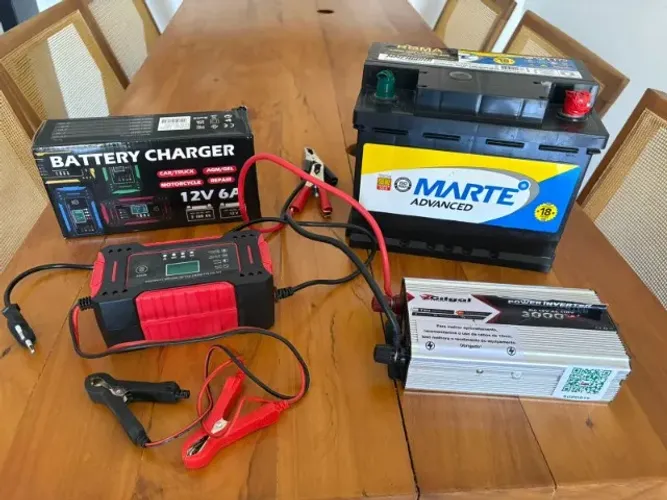 Bateria Marte 60Ah + Inversor 3000W DC 12V AC 110V + Carregador de bateria 12V 6A