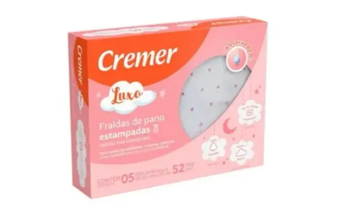 Kit 5 Fraldas de Pano Cremer Luxo Menina