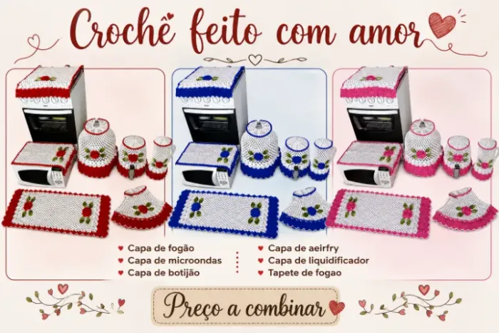 Conjunto de cozinha de crochê
