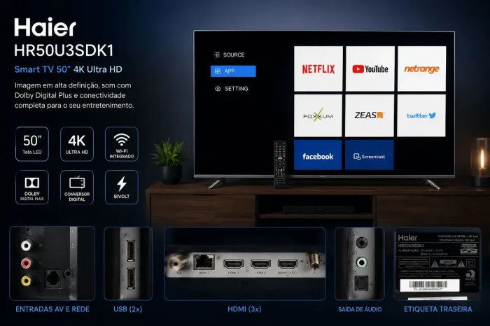 TV SMART HAIER 50 polegada 