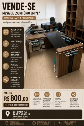 Mesa para escritório em L