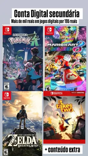 Pokémon Legends ZA, Mario Kart 8, Zelda BOTW e It Takes Two para Nintendo switch 