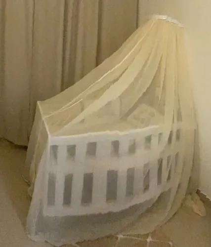 Dossel com cortinado de grife.