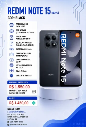 REDMI NOTE 15 256GB (NOVO)