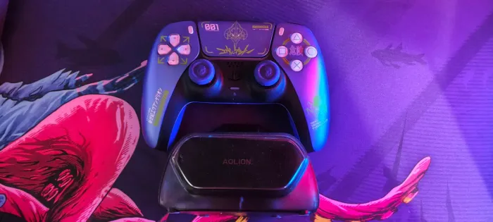 Controle de PS5 com analógicos TMR com tensão ajustável,botões mecânicos e base