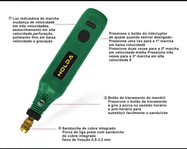 Mini retifica elétrica recarregável