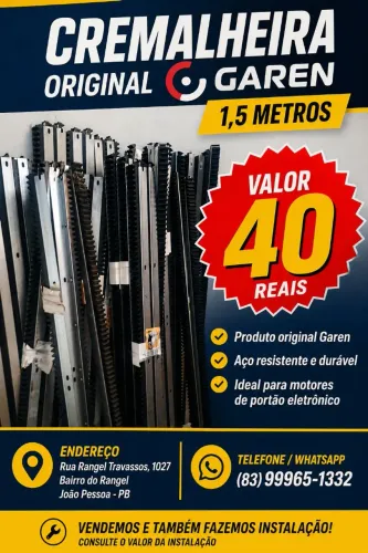CREMALHEIRA PARA MOTOR DE PORTÃO DE GARAGEM ORIGINAL GAREN AÇO LIGHT 1,5 METRO , PO9615