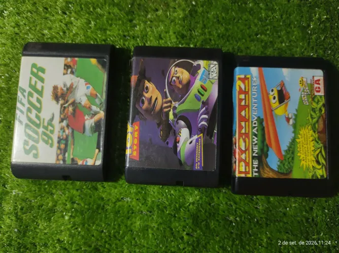 CARTUCHOS SEGA MEGA DRIVE - FIFA SOCCER, TOY STORY E PAC-MAN2