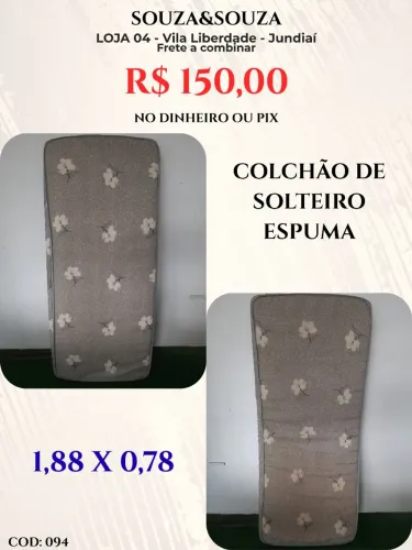 Colchão de espuma de solteiro