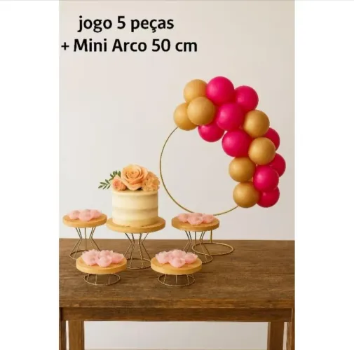 Kit Boleira e Bandejas Espelhada para Decoração de Festa