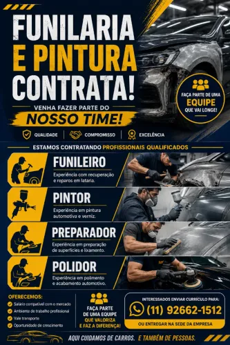 Contrata-se Preparador, Funileiro, Pintor e Polidor