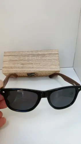 Oculos de Sol BARCUR® Com Armação em Bambu Com Lentes pretas Polarizadas Envio Grátis