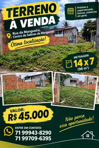 ? TERRENO À VENDA EM SALINAS DA MARGARIDA!