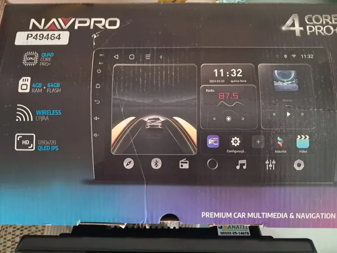 Kit Central Multimídia NAVPRO, Caixa Amplificadora, Amplificador TARAMPS TS400X4 eMoldura 