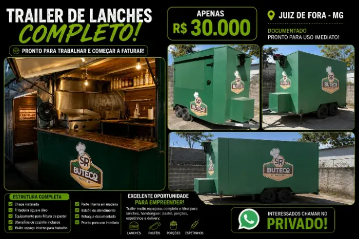 ? Trailer de Lanches Completo + Equipamentos | Pronto para Trabalhar | JF