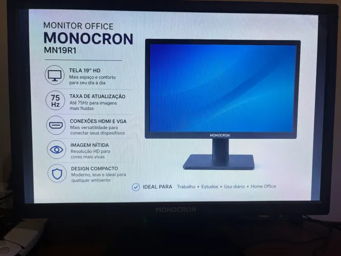 Monitor Monocron Full HD HDMI/VGA - Apenas 1 mês de uso
