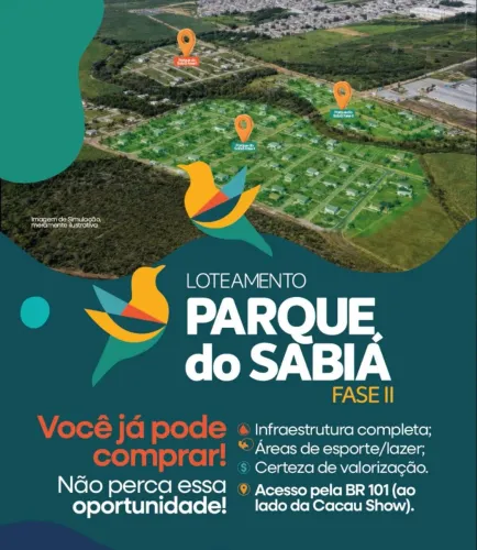 Lotes no loteamento Parque Sabiá ll, localizado atrás da Cacau Show.