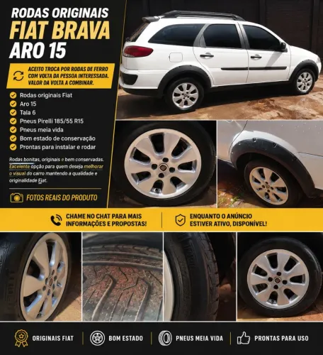 Rodas 15 Fiat Barava pneus 185/55-15