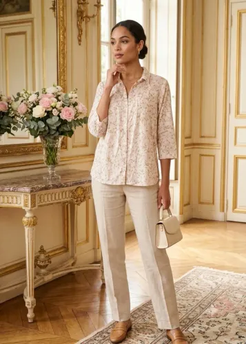 camisa floral romântica marfinno (tamanho 4 / g)