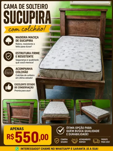 Cama solteiro sucupira