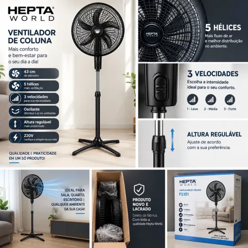 Ventilador de Coluna 43cm 220V - Novo