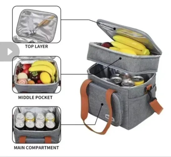 Bolsa termica grande, 2 compartimentos.