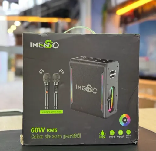 LOJA FÍSICA. CAIXA DE SOM TIPO BOOMBOX COM KARAOKÊ 2 MICROFONES IMENSO | PERFEITA NOVAS! 