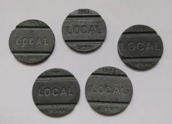 Fichas telefônicas - anos 1980 - lote com 5