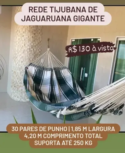 Rede Tijubana de Jaguaruana Gigante - 30 Pares de Punho - Suporta até 250 Kg