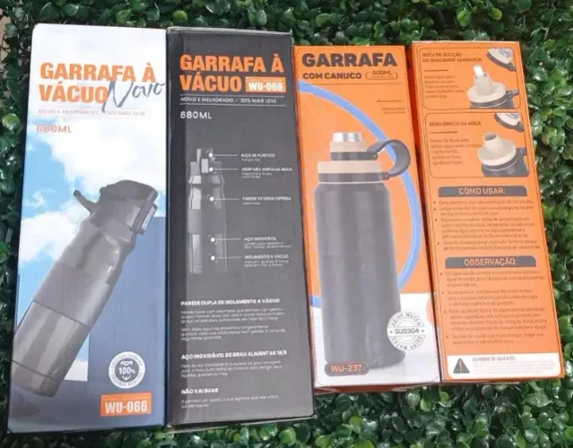 garrafa térmica agua gelada 12 horas 680ml e 600ml