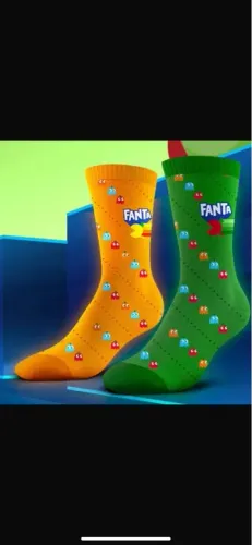 1 PAR DE MEIA FANTA PAC-MAN LARANJA
