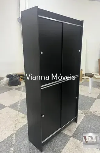 Prateleira com Portas - MDF Preto
