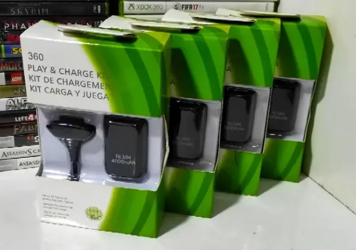 Kit Carregamento Xbox 360 + Bateria 4800mAh Compatível - Alta Durabilidade
