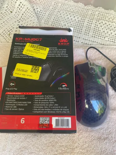 Mouse Gamer Colmeia Para Jogo Knup Rgb 7200 Dpi Cor Preto