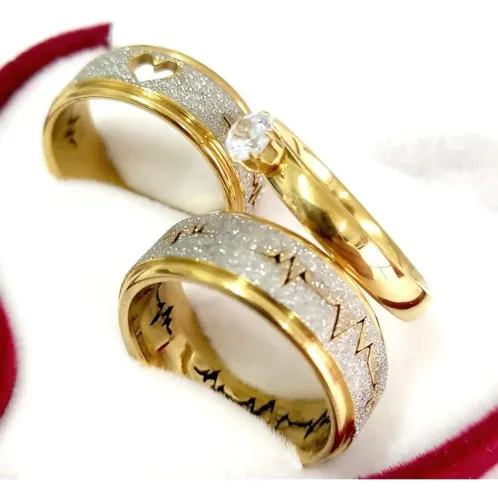 Par aliança moeda antiga cor ouro e prata kit anel noivado casamento uniao