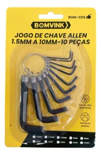 JOGO DE CHAVE ALLEN 1.5MM A 10MM BOMVINK BOM-3216