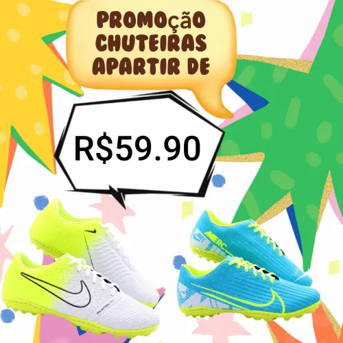 Chuteira society grama sintética promoção Black Friday
