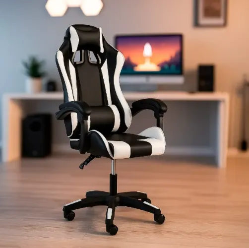 Cadeira Gamer Escritório Executiva Profissional Ergonômica C7 Neo Confort Preta e Branca