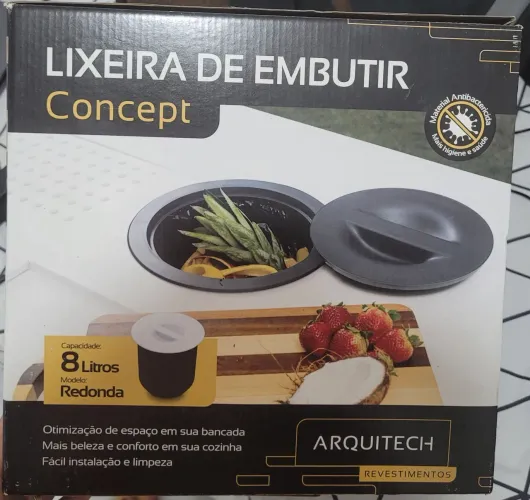 Lixeira de Embutir Concept 8 Litros Redonda