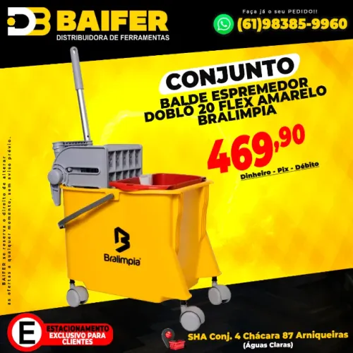 Conjunto Balde Espremedor Doblô 20 Flex Amarelo Bralimpia