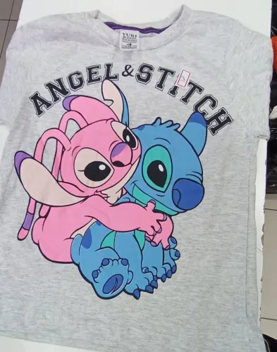 Camiseta Infantil Angel & Stitch manga longa