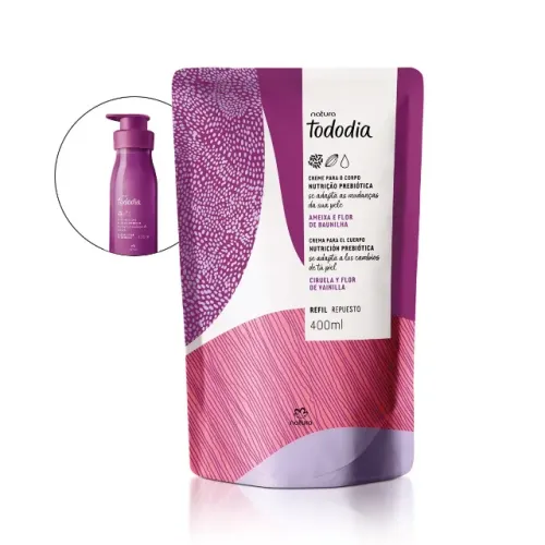 Creme Hidratante Corporal Natura Tododia AMEIXA E FLOR DE BAUNILHA - Refil 400 ml
