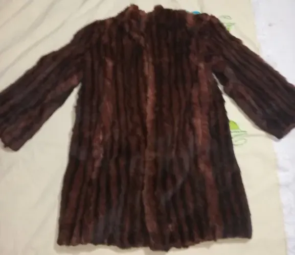 Casaco De Pele 100% De Vison Rajado Marrom Vintage (Usado)